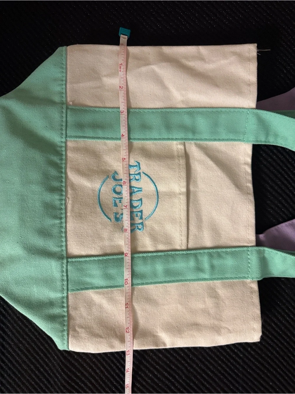 Canvas Mini Tote Bags- Mint and Lavender Trim